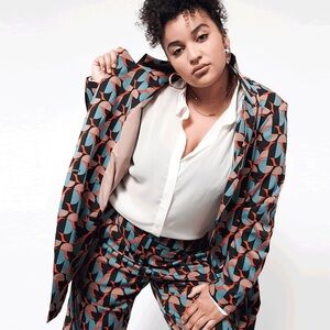 THE EMPOWER DOUBLE BREASTED BLAZER mod op-art print Large